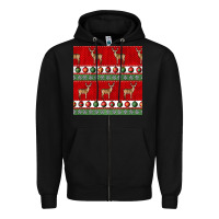 Black christmas deer and ornaments seamless pattern Zipper Hoodie - BundleAndBundleShop