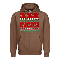 Chestnut christmas deer and ornaments seamless pattern Zipper Hoodie - BundleAndBundleShop