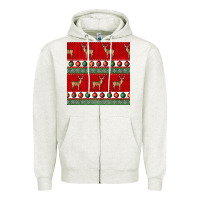 Oatmeal Heather christmas deer and ornaments seamless pattern Zipper Hoodie - BundleAndBundleShop