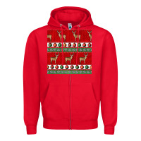 Red christmas deer and ornaments seamless pattern Zipper Hoodie - BundleAndBundleShop