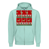 Seafoam christmas deer and ornaments seamless pattern Zipper Hoodie - BundleAndBundleShop