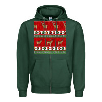 Sports Green christmas deer and ornaments seamless pattern Zipper Hoodie - BundleAndBundleShop