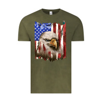 Vintage Olive usa flag with eagle head Vintage Tee - texasbilliewilder