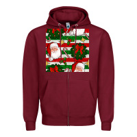 Burgundy christmas  santa clause and ornaments seamless  pattern Zipper Hoodie - BundleAndBundleShop