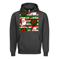 Charcoal Heather christmas  santa clause and ornaments seamless  pattern Zipper Hoodie - BundleAndBundleShop