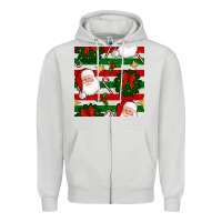 Dove Grey christmas  santa clause and ornaments seamless  pattern Zipper Hoodie - BundleAndBundleShop
