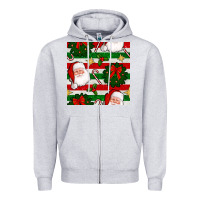 Heather Grey christmas  santa clause and ornaments seamless  pattern Zipper Hoodie - BundleAndBundleShop