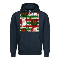 Navy christmas  santa clause and ornaments seamless  pattern Zipper Hoodie - BundleAndBundleShop