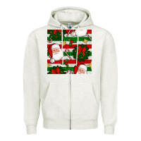 Oatmeal Heather christmas  santa clause and ornaments seamless  pattern Zipper Hoodie - BundleAndBundleShop
