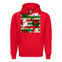 Red christmas  santa clause and ornaments seamless  pattern Zipper Hoodie - BundleAndBundleShop
