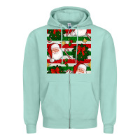 Seafoam christmas  santa clause and ornaments seamless  pattern Zipper Hoodie - BundleAndBundleShop