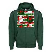 Sports Green christmas  santa clause and ornaments seamless  pattern Zipper Hoodie - BundleAndBundleShop