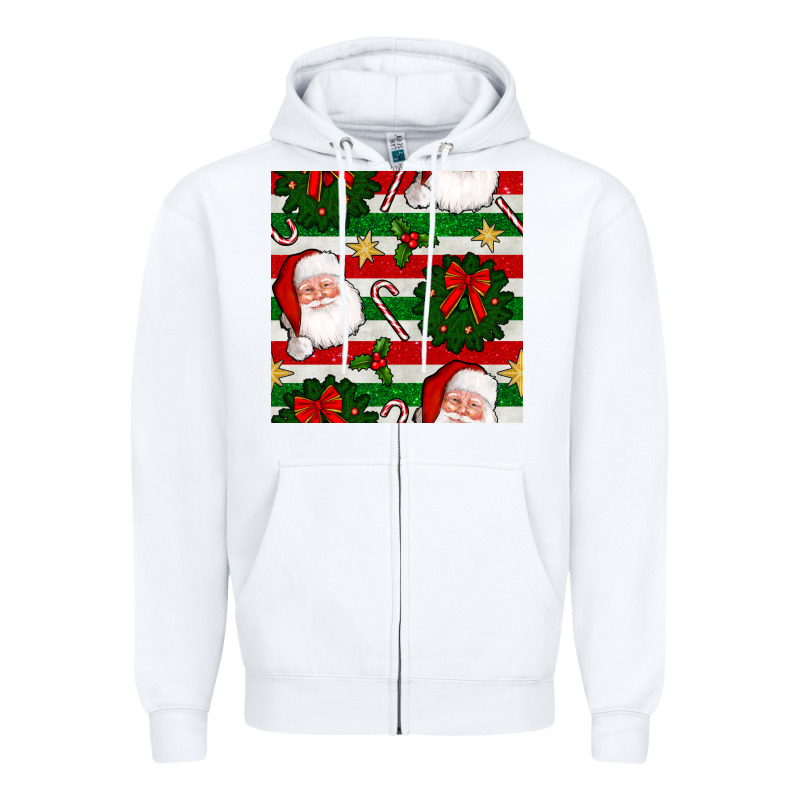Christmas  Santa Clause And Ornaments Seamless  Pattern Zipper Hoodie by BundleAndBundleShop | Teevron