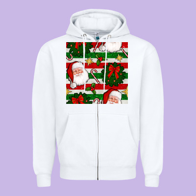Christmas  Santa Clause And Ornaments Seamless  Pattern Zipper Hoodie Designed By Bundleandbundleshop