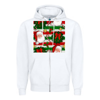 White christmas  santa clause and ornaments seamless  pattern Zipper Hoodie - BundleAndBundleShop