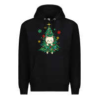 Black christmas tree cat Premium Hoodie - MaliasSmallBusiness