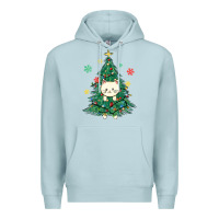 Blue Mist christmas tree cat Premium Hoodie - MaliasSmallBusiness