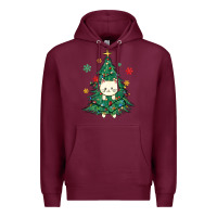 Burgundy christmas tree cat Premium Hoodie - MaliasSmallBusiness