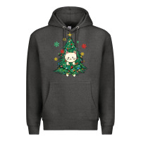 Charcoal Heather christmas tree cat Premium Hoodie - MaliasSmallBusiness