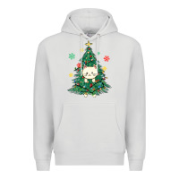 Dove Grey christmas tree cat Premium Hoodie - MaliasSmallBusiness