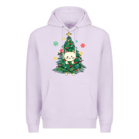 Lilac christmas tree cat Premium Hoodie - MaliasSmallBusiness