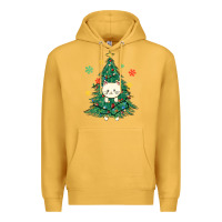 Mustard christmas tree cat Premium Hoodie - MaliasSmallBusiness