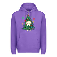 Purple christmas tree cat Premium Hoodie - MaliasSmallBusiness
