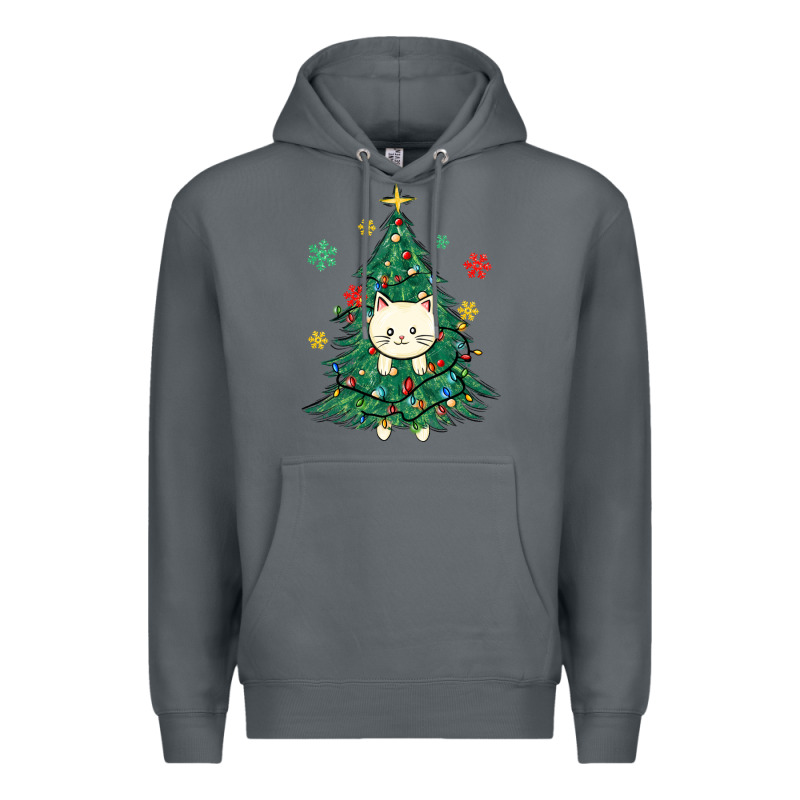 Christmas Tree Cat Premium Hoodie by MaliasSmallBusiness | Teevron