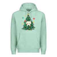 Seafoam christmas tree cat Premium Hoodie - MaliasSmallBusiness