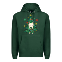 Sports Green christmas tree cat Premium Hoodie - MaliasSmallBusiness