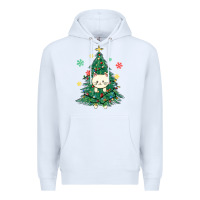 White christmas tree cat Premium Hoodie - MaliasSmallBusiness