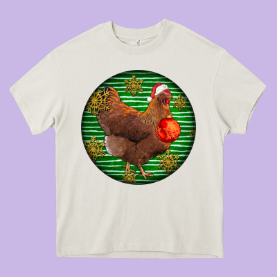 New Hampshire Red Chicken Christmas Heavy Core Tee Designed By Lillyallendesigns