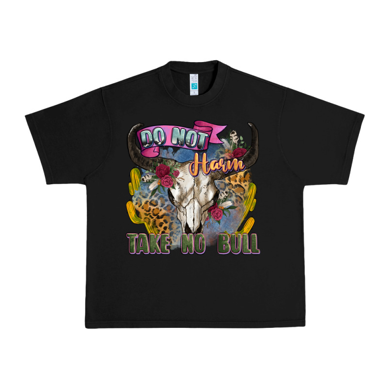 Do Not Harm Take No Bull Cow Skull Urban Heavy Tee by Zillion Design Studio | Teevron