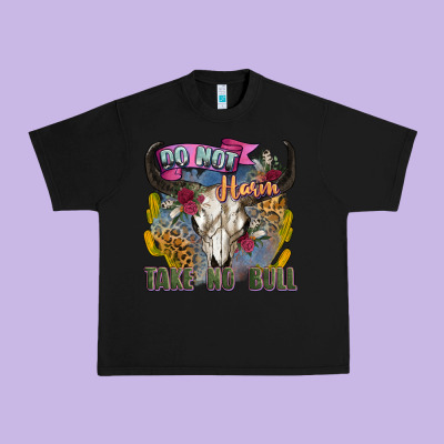 Do Not Harm Take No Bull Cow Skull Urban Heavy Tee Designed By Zillion Design Studio