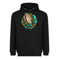 Black western praying hands prayer rosary  faith cross Heavyweight Hoodie - BarkalooDesign