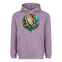 Lavender western praying hands prayer rosary  faith cross Heavyweight Hoodie - BarkalooDesign