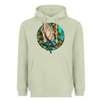 Matcha western praying hands prayer rosary  faith cross Heavyweight Hoodie - BarkalooDesign