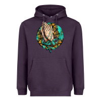 Plum western praying hands prayer rosary  faith cross Heavyweight Hoodie - BarkalooDesign