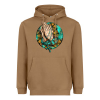 Toasted Coconut western praying hands prayer rosary  faith cross Heavyweight Hoodie - BarkalooDesign