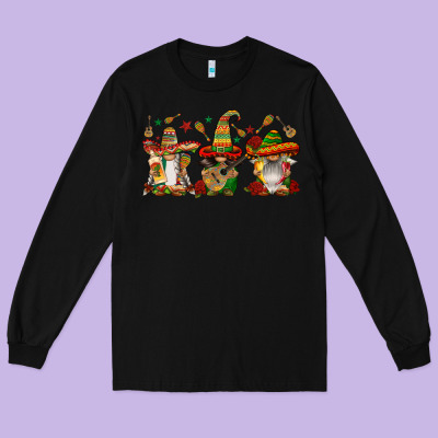 Mexican Gnomies Long Sleeve Tee Designed By Fadigitalartstudio