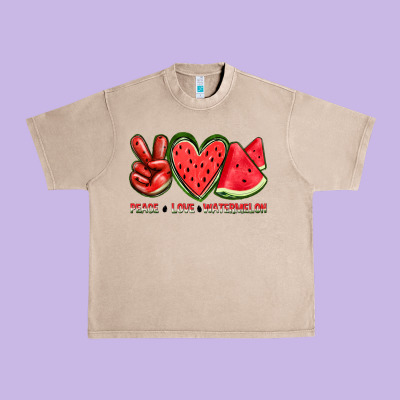 Peace Love Watermelon Urban Heavy Tee Designed By Texasbilliewilder