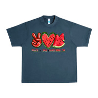 Midnight Navy peace love watermelon Urban Heavy Tee - texasbilliewilder