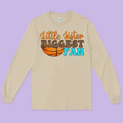 Little Sister Biggest Fan Long Sleeve Tee Designed By Hra Design Shop