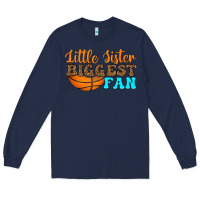 Navy little sister biggest fan Long Sleeve Tee - HRA Design Shop