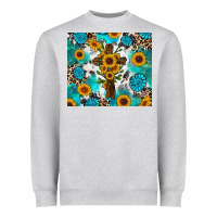 Heather Grey sunflower cross cowhide gemstones Heavyweight Sweatshirt - RanaPortraitStore