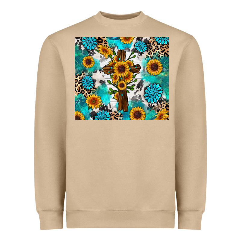 Sunflower Cross Cowhide Gemstones Heavyweight Sweatshirt by RanaPortraitStore | Teevron