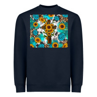 Navy sunflower cross cowhide gemstones Heavyweight Sweatshirt - RanaPortraitStore