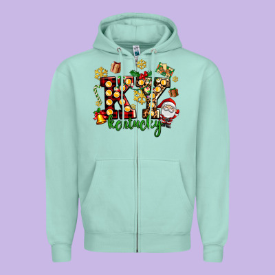 Ky Kentucky Christmas Zipper Hoodie Designed By Adodesignshop