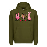 Army Green peace love ballet Premium Hoodie - NancyCooperArtShop
