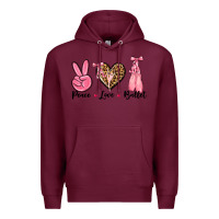 Burgundy peace love ballet Premium Hoodie - NancyCooperArtShop